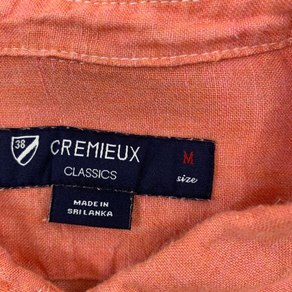 Daniel Cremieux Button Shirt Mens Medium Linen Short Sleeve Salmon Color - Picture 9 of 13